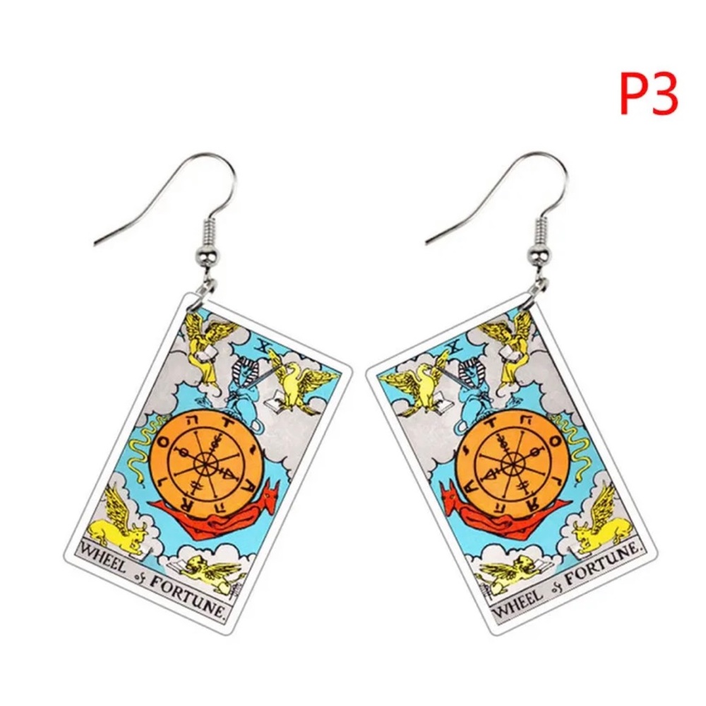 Acrylic Earrings for Women Girls Tarot Card Danglers Rider Waite Tarot Earrings
